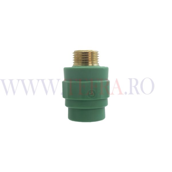 Racord drept PPR verde, filet exterior 3/4″ x D.20 mm