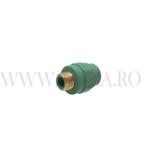 Racord drept PPR verde, filet exterior 3/4″ x D.20 mm 3