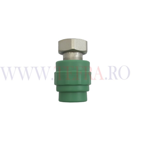 Racord drept PPR verde, cu piulita 3/4″ x D.20 mm