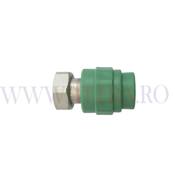 Racord drept PPR verde, cu piulita 3/4″ x D.20 mm 3