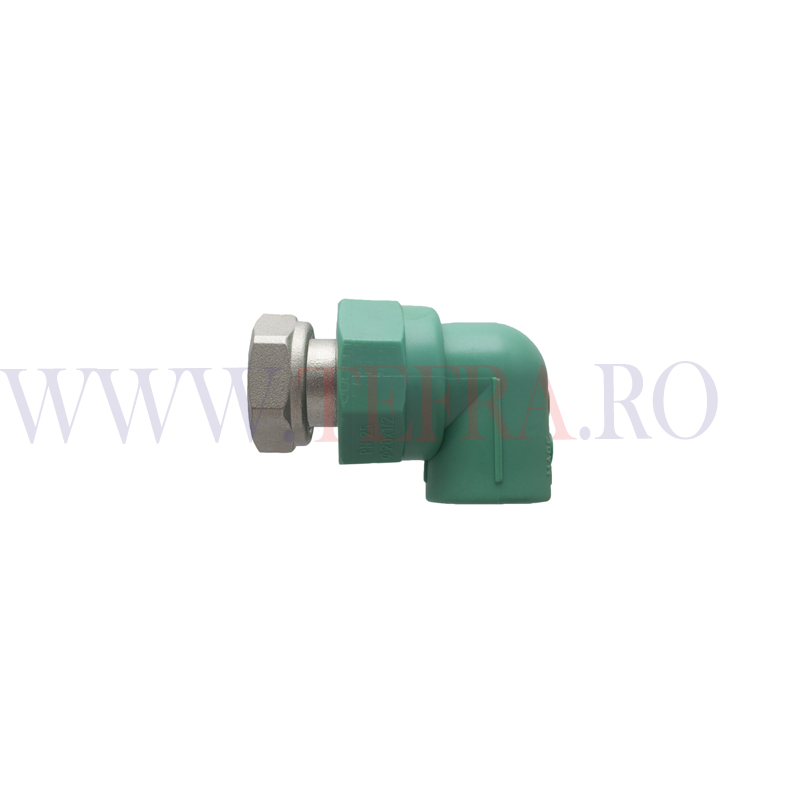 Cot 90 grade PPR verde, cu piulita FF 3/4″ x D.25 mm 3 Cot 90 grade PPR verde, cu piulita FF 3/4″ x D.25 mm 3
