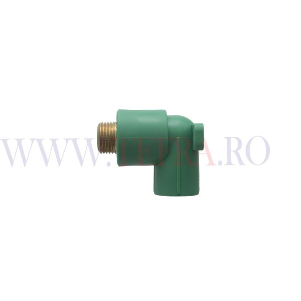 Cot 90 grade PPR VERDE, cu flansa MF 1/2″ x D.20 mm 5