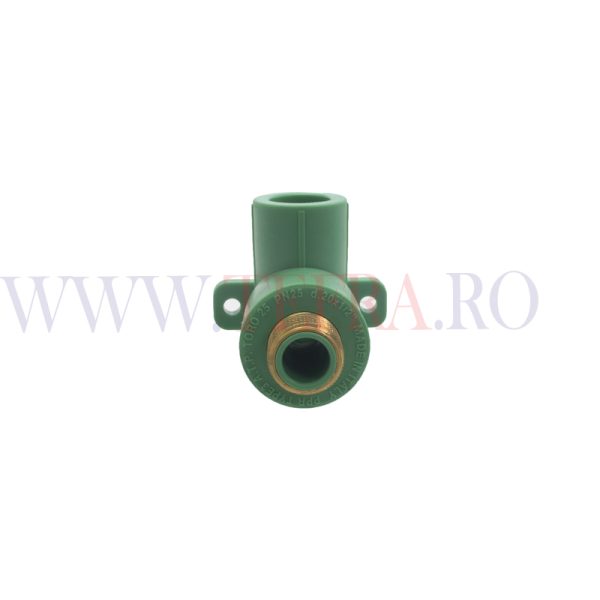 Cot 90 grade PPR VERDE, cu flansa MF 1/2″ x D.20 mm 7
