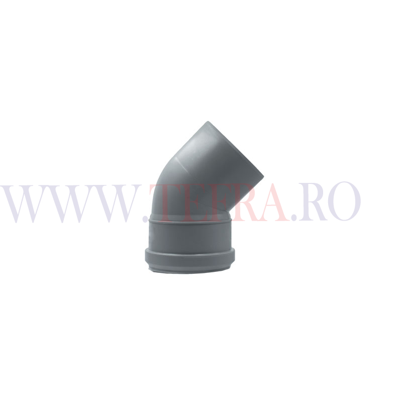 Cot PP HTB, D.90 mm x 45 grade, pentru scurgere 3 Cot PP HTB, D.90 mm x 45 grade, pentru scurgere 3