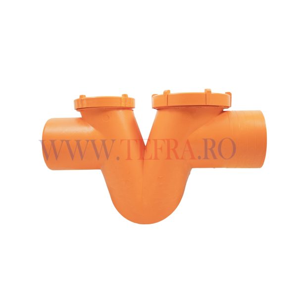 Sifon canalizare exterioara din pvc d.100 cu 2 dopuri