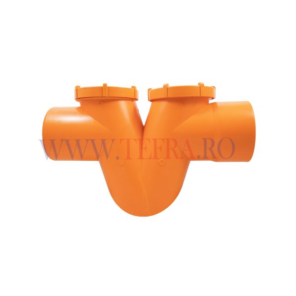 Sifon canalizare exterioara din pvc d.125 cu 2 dopuri