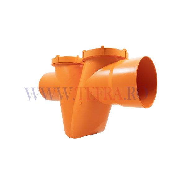 Sifon canalizare exterioara din pvc d.125 cu 2 dopuri 3
