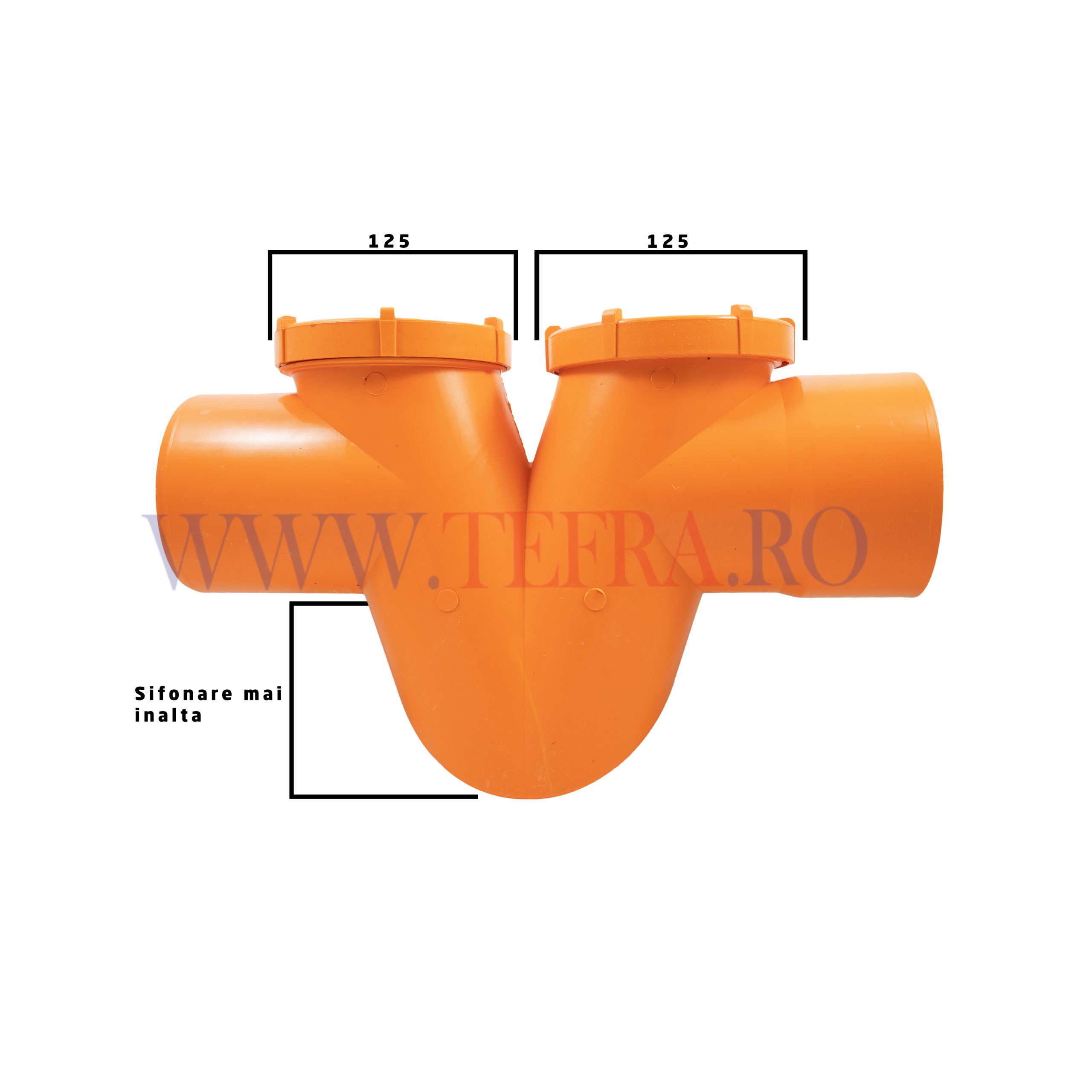 Sifon canalizare exterioara din pvc d.125 cu 2 dopuri - Tefra.ro