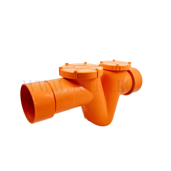 Sifon canalizare exterioara din pvc d.110 cu 2 dopuri 3